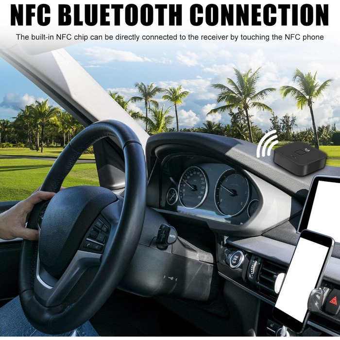 Bluetooth аудіо адаптер NFC 5.0: HiFi приймач для стереосистеми з AUX/Cinch роз'ємами
