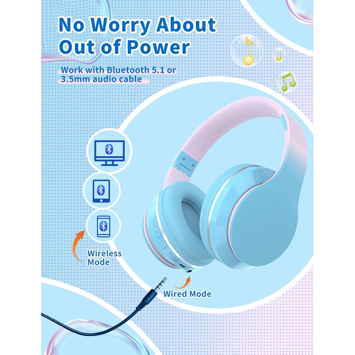 Дитячі навушники Xunpuls Bluetooth Over-Ear з мікрофоном (синій)