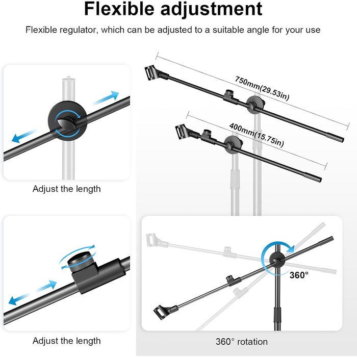 Підставка для мікрофона Aokeo з регульованою стійкою, чохол, тримач для планшету, для співу та запису голосу