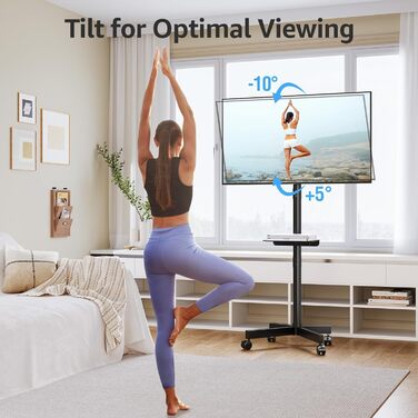 Телевізійна тумба MOUNTUP на колесах для LED/LCD/Plasma телевізорів 23-60 дюймів, до 35 кг, VESA 400x400 мм, з регулюванням висоти та нахилу