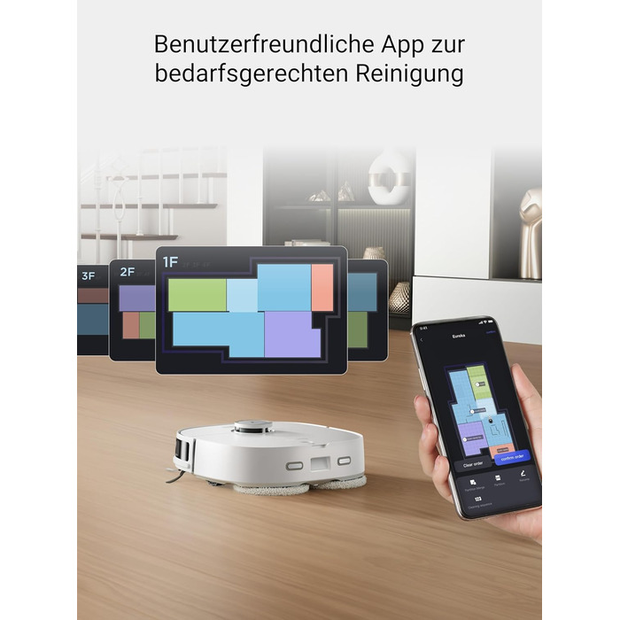 Робот-пилосос Eureka J12 Ultra з функцією миття, самостійне порожнення, прання та сушка, потужність 5000Pa, обертова функція миття, Dual-LiDAR навігація, 3D уникнення перешкод