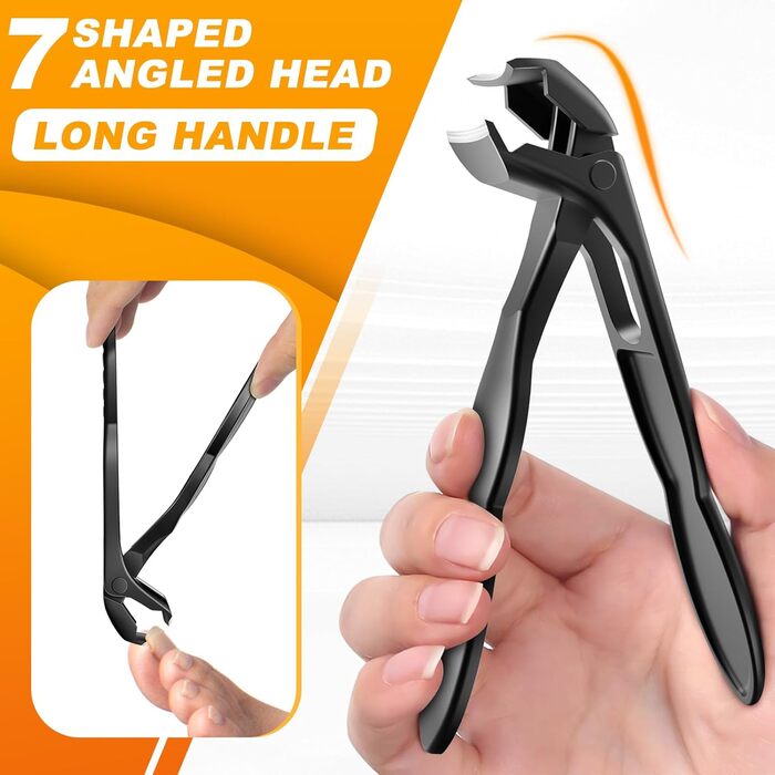 Інструмент для стрижки нігтів для літніх людей та чоловіків з товстими нігтями, 16 мм/37 мм, важкий, з кутовими лезами 45 градусів, для врослого нігтя (Помаранчевий)