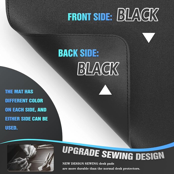 Підкладка для столу K Knodel 80x40 см, PVC-шкіра, вологостійка, чорна | для офісу