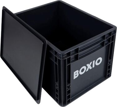 BOXIO – SOLO: Storage Box with Lid – Eurobox 40x30 x 28 cm – perfect plastic box/transport box made of plastic for camping, boat, cellar or garden - stackable with other Euroboxes