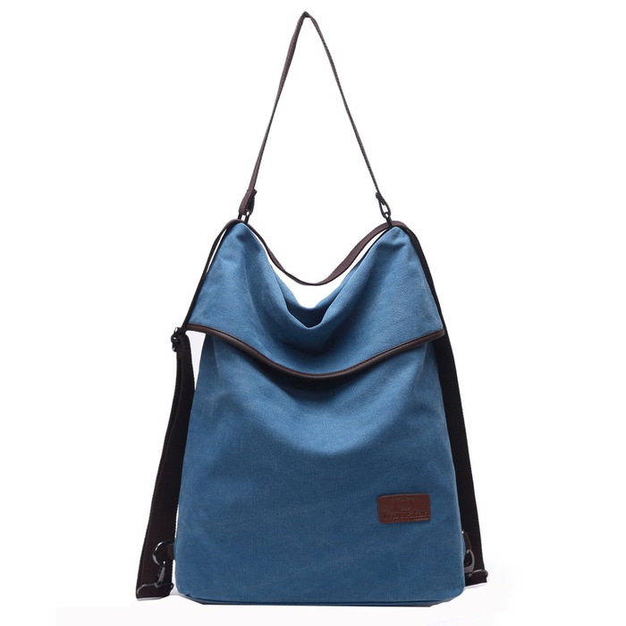 Жіночий рюкзак-сумка Travistar Canvas великий, антизлодій, синій (L) - для міста, офісу, подорожей