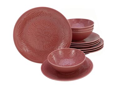 Набір посуду CreaTable Serie Orient Mandala 18 предметів, порцеляновий, червоний, для мікрохвильової печі та посудомийної машини, виготовлено в Європі