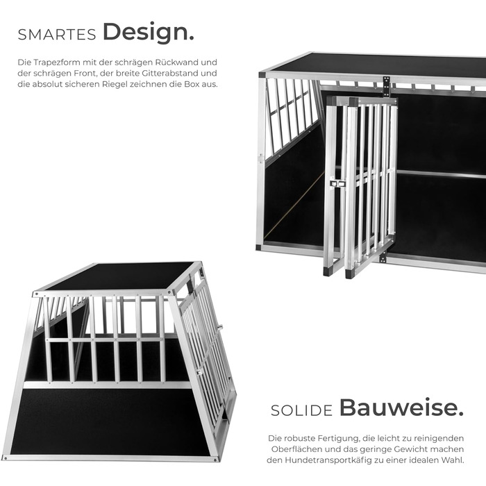 Транспортна переноска для собак tectake® Double XL - переноска для авто та дому, алюміній, 97 x 90 x 69,5 см