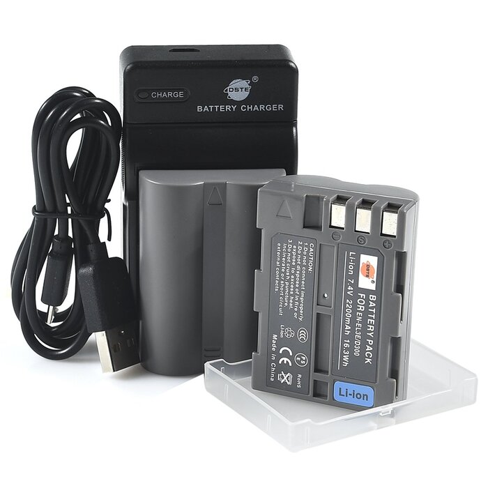 Акумулятор DSTE EN-EL3E (2 шт.) та Micro USB зарядний пристрій - сумісний з Nikon D30, D50, D70, D70S, D90, D80, D100, D200, D300, D300S, D700