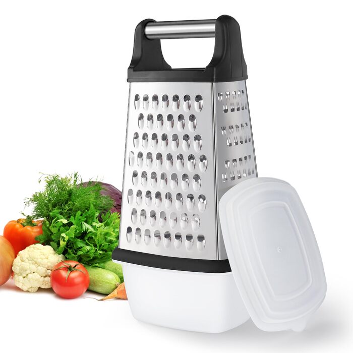 Терка кухонна YC Kitchen 4-стороння з нержавіючої сталі для овочів та сиру, велика терка-овочерізка