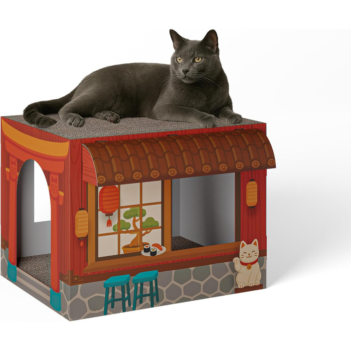 Будинок для котів Cat’s Palace з подвійними місцями для дряпання | 45x35x35 см | Зроблено в Німеччині