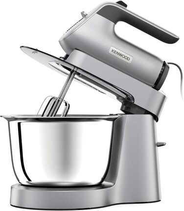 Міксер Kenwood Chefette HMP54.000SI – ручний і стаціонарний, 3,5 л, нержавіюча сталь, 650 Вт, регульована швидкість, сріблястий