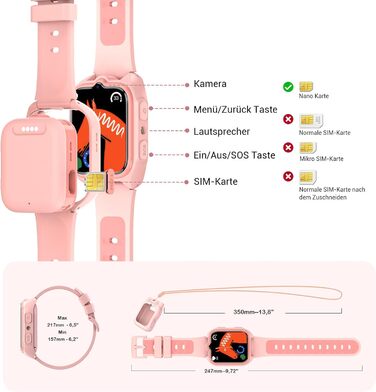 Дитячий смарт-годинник Blackview Kinder 4G: GPS, SIM-карта, відеодзвінки, SOS, дзвінки, чат, SMS, шкільний режим, лічильник кроків – Персиково-рожевий