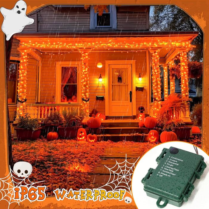 Гірлянда Halloween Cshare, 60 LED, USB/Батарея, Таймер, Водостійка, 6м, Оранжева, для декору саду, дому, на Хелловін