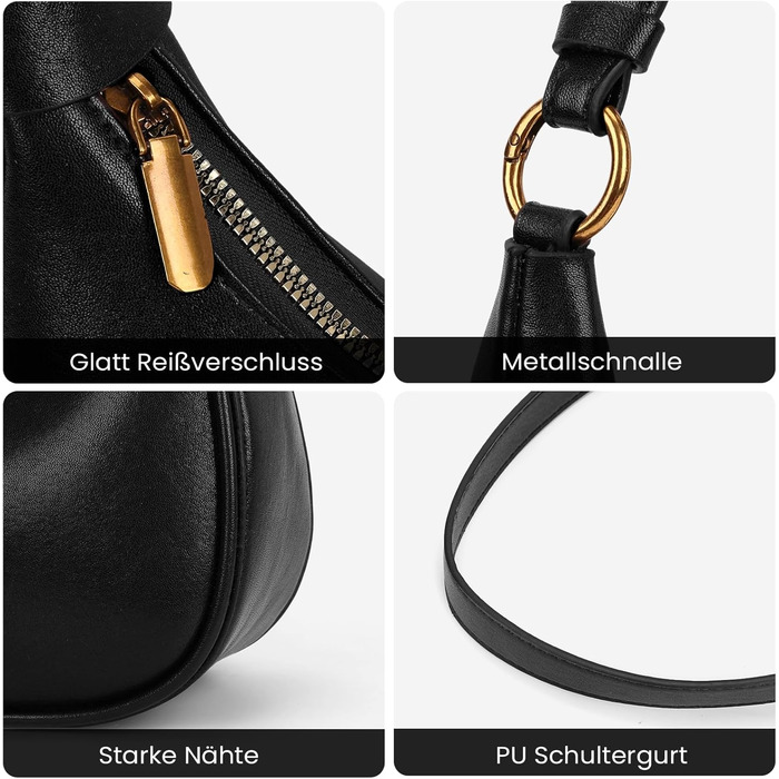 Сумка жіноча GSenhui Kleine Handtasche: маленька елегантна сумка-хобо через плече, PU шкіра, чорна, для подорожей