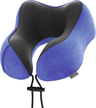 Подушка для шиї у подорожах: 100% Memory Foam, для автомобіля, літака, поїзда, офісу та дому (Морська синя)