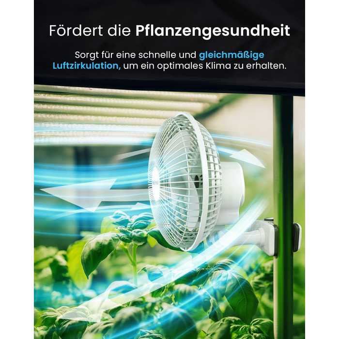 Mini вентилятор Pro Breeze з кліпсою, 20 см, 2 швидкості, тихий, для столу, офісу, кімнати, росту рослин, білий