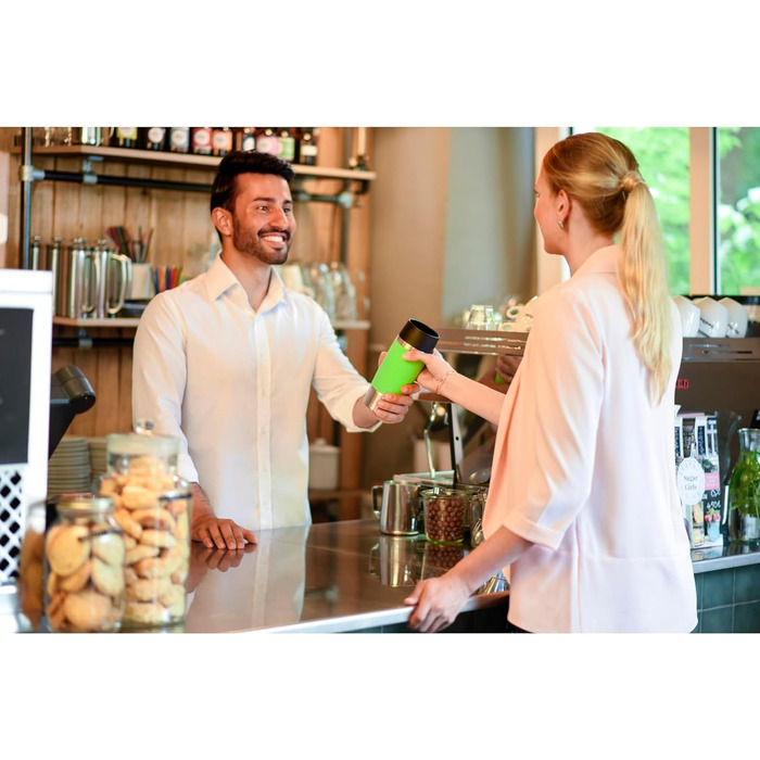 Термокружка Emsa Travel Mug Classic, 360 мл, жовта, з рукавом, 4 години гаряче, 8 годин холодне, 100% герметична