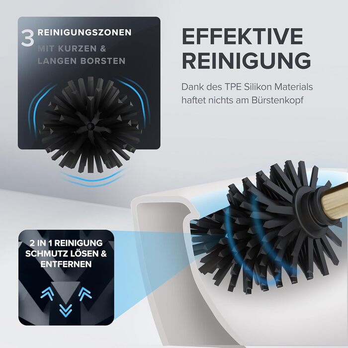 Набір для чищення унітазу Ingoy | Силіконова щітка для унітазу | Чорний | з нержавіючої сталі з кришкою | для ванної кімнати та гостьового WC | Змінний насадок | Дизайн Silvolles (Золотий)