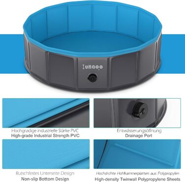 Dog Pool for Large Dogs, Foldable Swimming Pool Splash Pool Dog, Portable PVC Dog Pool Bathtub Dog Swimming Pool for Large Small Dogs, Light Blue, 80 x 20 cm