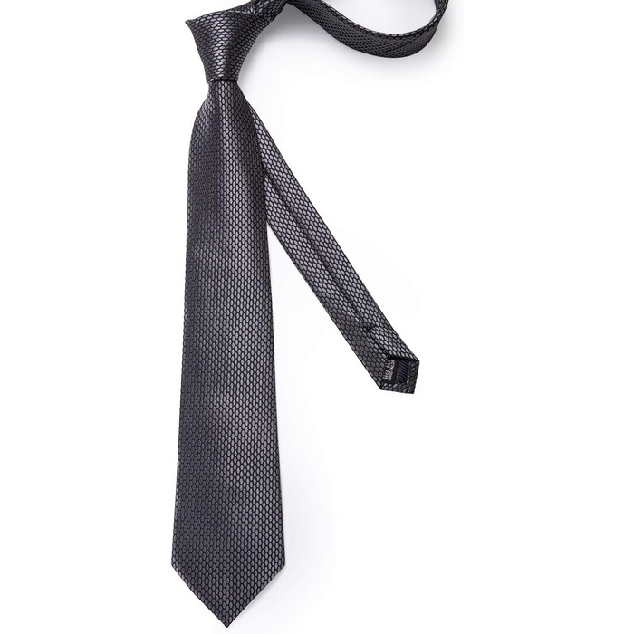 Набір краваток чоловічий DiBanGu з шовковими смугами та клітинкою, з нагрудною хустинкою, запонками та краватковою затискачем для весілля та офіційних заходів (сірий в клітинку)