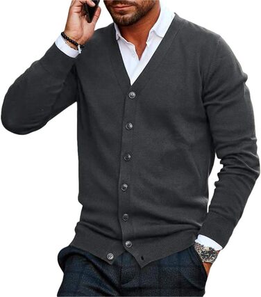 Чоловічий кардиган Runcati з в'язаного полотна, без коміра, сірий, XL