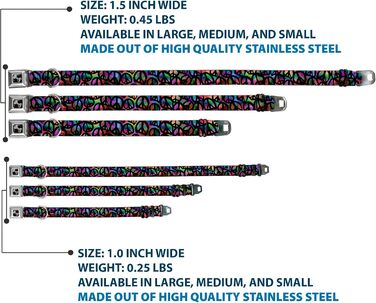Нашийник для собак Buckle-Down Peace Psychedelic - 1' (2.5 см) ширина, обхват шиї 38-66 см, великий, багатокольоровий