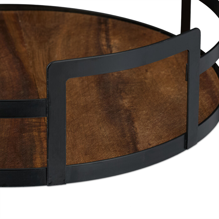 Relaxdays Round Tray Wood and Metal