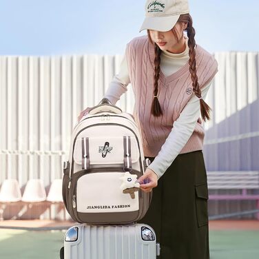 Дитячий рюкзак IvyH для дівчаток - стильний шкільний рюкзак, водонепроникний, великий, для 3-6 класів, фіолетовий (8536# Braun)