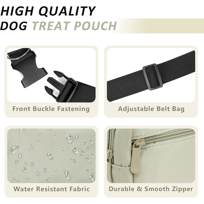 Сумка для собак з карабіном, сумка для дресирування цуценят з відділенням для ласощів та контейнером для відходів, зручна сумка для перенесення їжі та приналежностей для тварин з регульованим поясом (HoneyDew)