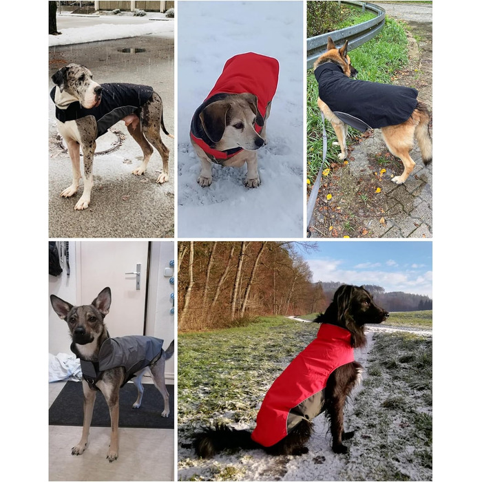 Зимова водонепроникна куртка для собак Bwiv, 4XL, чорна, з отвором для повідка, захистом живота, на липучці, легка, для середніх і великих собак