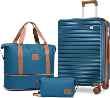 Набір валіз Joyway: велика, середня, сумка для подорожей та косметичка з TSA-замком, ABS-пластик (Блакитний)