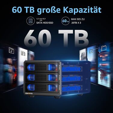 Зовнішній корпус для HDD/SSD CENMATE 803TC Dual Bay, 10Gbps, USB 3.2 (A/C), алюмінієвий з охолодженням для 2.5/3.5 SATA дисків, Hot Swap