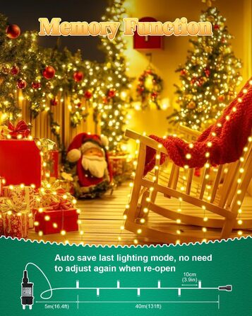 Гірлянда Halloween на 300 LED з таймером та 8 режимами освітлення, 30 метрів, тепле світло, для декорування приміщень та вулиці