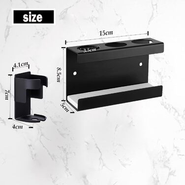 Настінний тримач для електричної зубної щітки з органайзером для пасти, 4 відділення, чорний