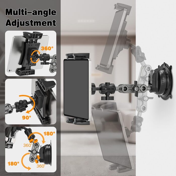 Утримувач для планшета в авто, 360° поворотний, універсальний, для iPad, iPhone, Galaxy, 4.7-12.9 дюймів