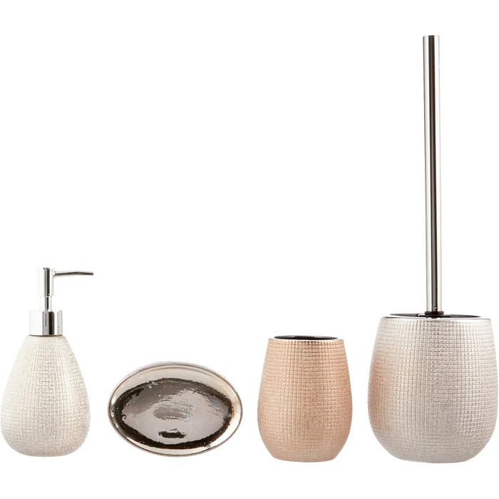 Набір для ванної кімнати Axentia Hollywood – 4 предмети, сріблястий, 13x32x20 см (Рожеве золото/Чорний)