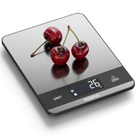 Кухонні ваги RENPHO Digital 5 кг, з 7 одиницями вимірювання, великий LCD-дисплей, платформа з нержавіючої сталі, вимірювання рідини, точність до 1 г
