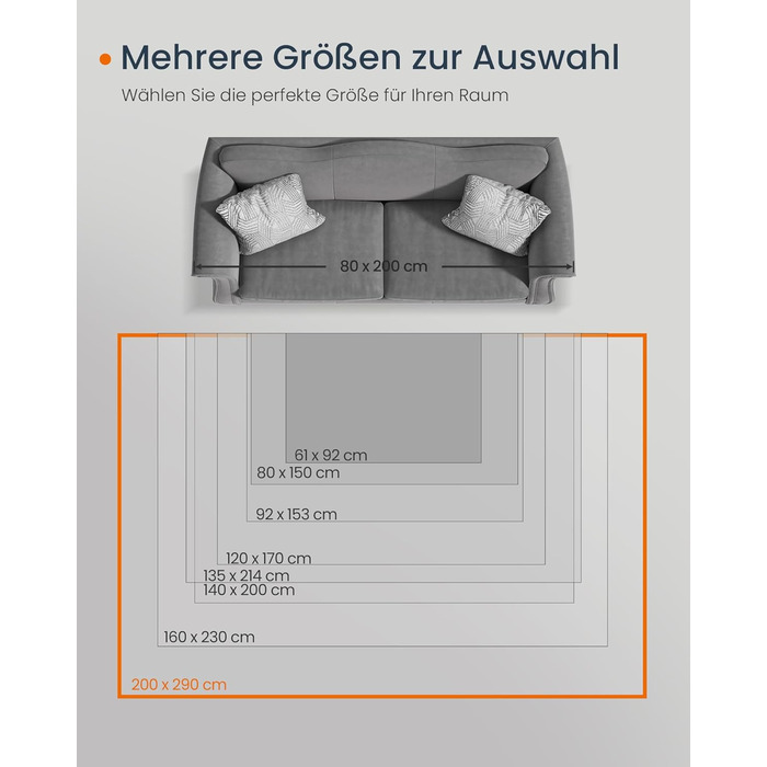 Килимок SONGMICS HOME Vintage, 120x170 см, для вітальні, спальні, кухні, передпокою, їдальні, антиковзаючий, миючий, сірий (TAR032G01)