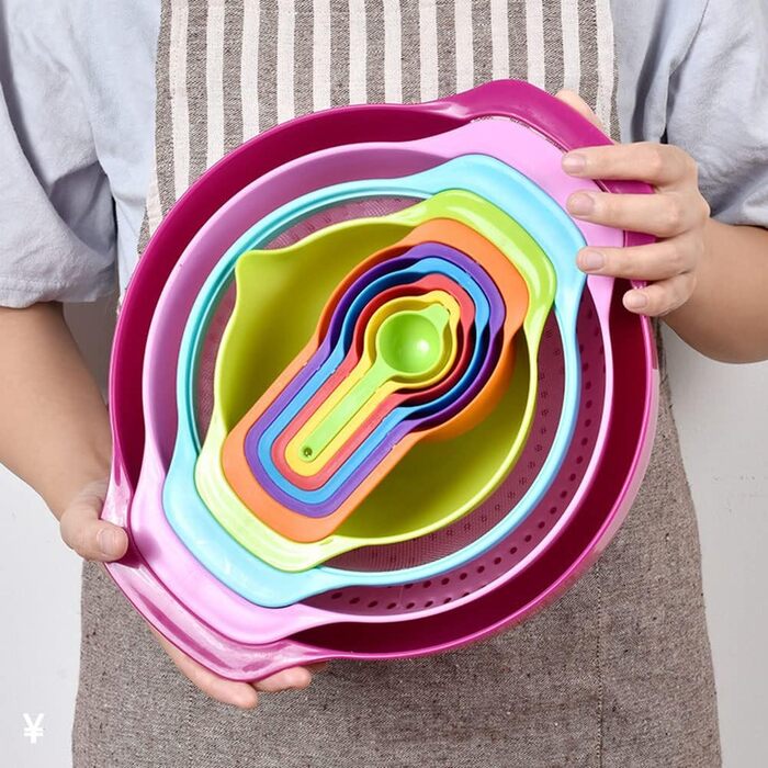 Sieb Salad Rainbow Bowl Cooking Kitchen Utensils Measuring Cup Measuring Spoon Measuring Bowl Baking 10 Piece/Set Kitchen Utensils