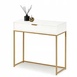 Консольний столик Mebel-Partner, білий/матовий золотий, 80 x 76,5 x 28 см