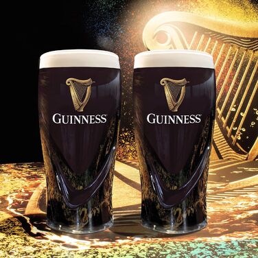 Набір з двох склянок для пива Guinness з логотипом та дизайном арфи, 568 мл (2 шт.)