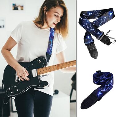 Гітарний ремінь BetterJonny: регульований ремінь для електрогітари, акустичної гітари та бас-гітари з шкіряними кінцями та відділенням для медіатора