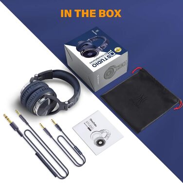 OneOdio Pro30 навушники DJ, студійні, для піаніно та гітари, з м'якими амбушюрами, Hi-Res звук, бас, Share-Port, 2 роз'єми 3.5mm, блакитні