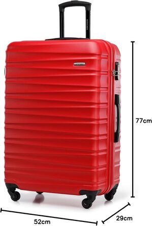 Валіза на колесах WITTCHEN Groove Line L (червона) з ABS-пластику, велика, для авіаперельотів (Lufthansa/Eurowings/Ryanair), з кодовим замком та 4 спіннерами