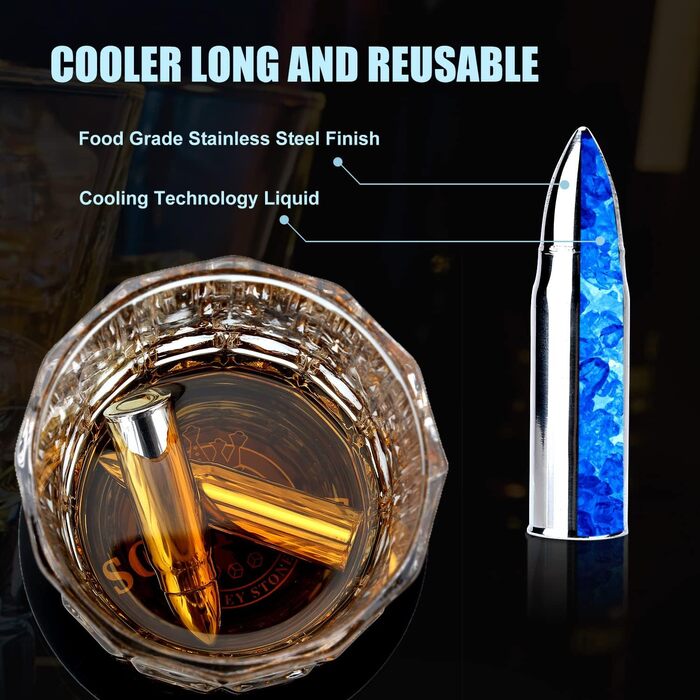 Склянки для віскі з гранітними кубиками льоду, 2 шт., дерев'яна подарункова коробка. Ідеальний подарунок для любителів віскі, чоловіків, на Різдво, День народження, День батька (310 мл). Рельєфні круглі.