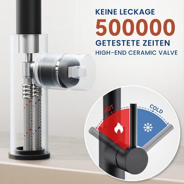 Змішувач кухонний CECIPA з витяжною лійкою, чорний, нержавіюча сталь, 360° обертання, 2 режими струменя