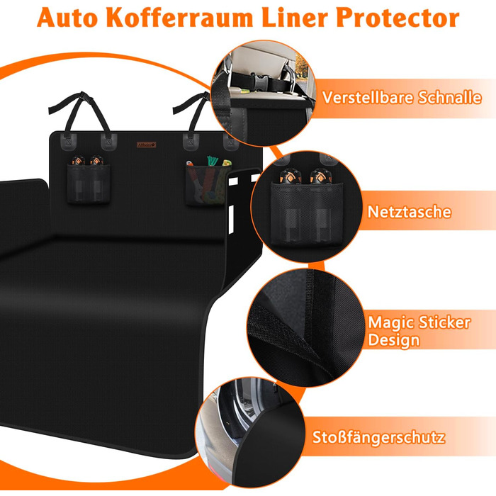 Захист для багажника автомобіля Alfheim для собак Premium, водовідштовхуючий та стійкий до подряпин, підходить для седанів та компактних/середніх SUV