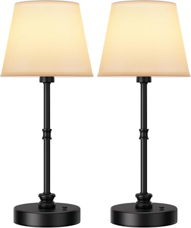 LED настільна лампа EppieBasic бездротова, торшера з торканням, регулювання яскравості, акумулятор 5200mAh, тепле світло 2700K, для спальні, вітальні, ванної кімнати (чорний)