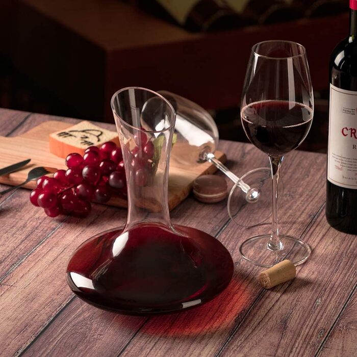 Wine Aerator Decanter Set with Drying Stand, Stopper, Brush, and Pearls, Decanter, Wine Decanter, Wine Gift, Wine Decanter, Carafe, 100% Lead-Free Blown Glass