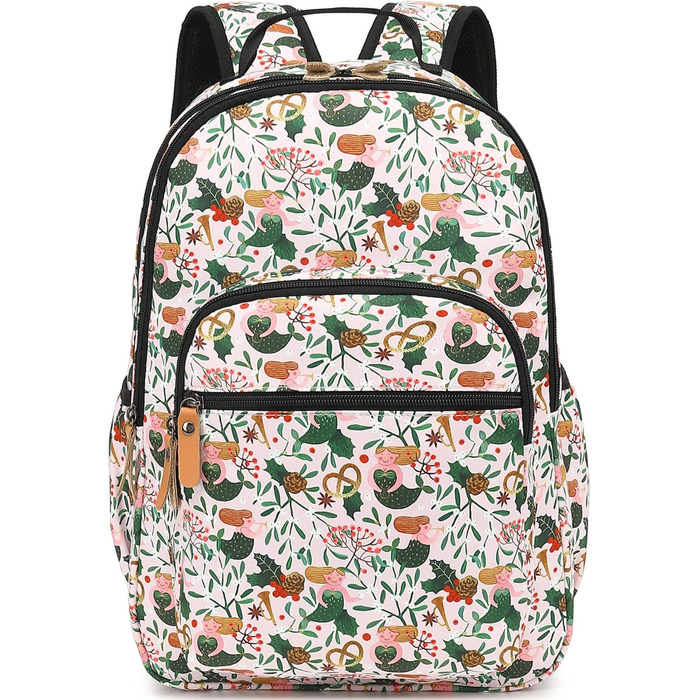 Шкільний рюкзак Leaper з квітковим принтом, сумка-рюкзак, сумочка для книг, жіноча сумка. Темно-синьо-білий квітка 2 (46, світло-рожева русалка)